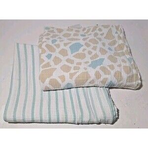 Lot of 2 Swaddlers Aden & Anais Baby Blanket Blue/Green Striped & Giraffe Print